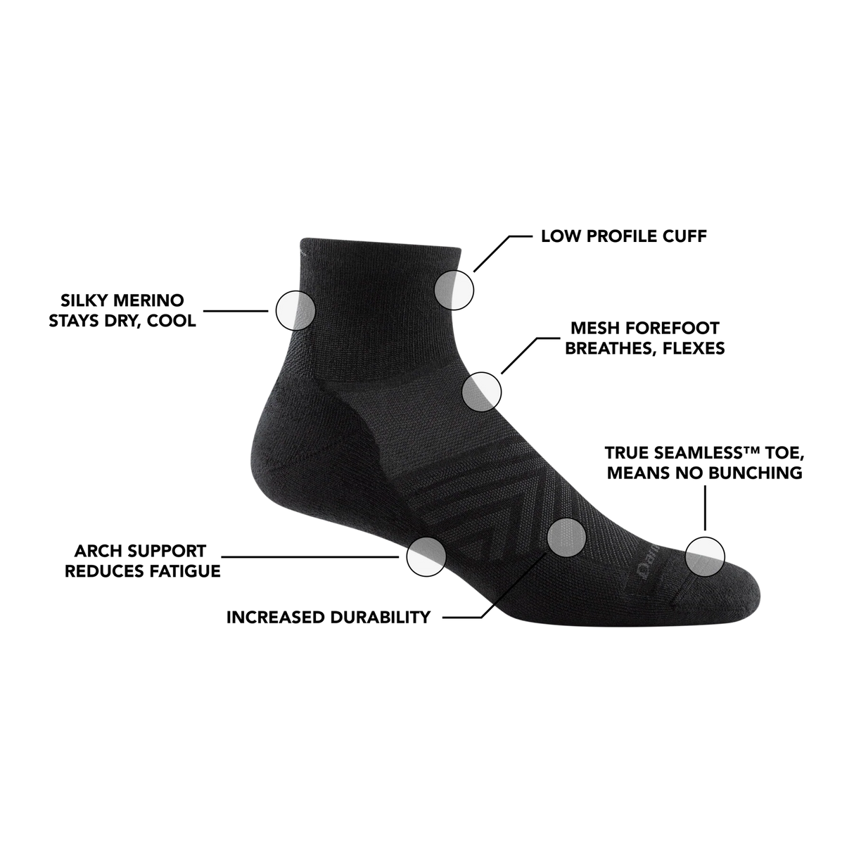 Darn Tough Cushioned Ultra-Lightweight Running 1/4-Height Sock Men's 1040