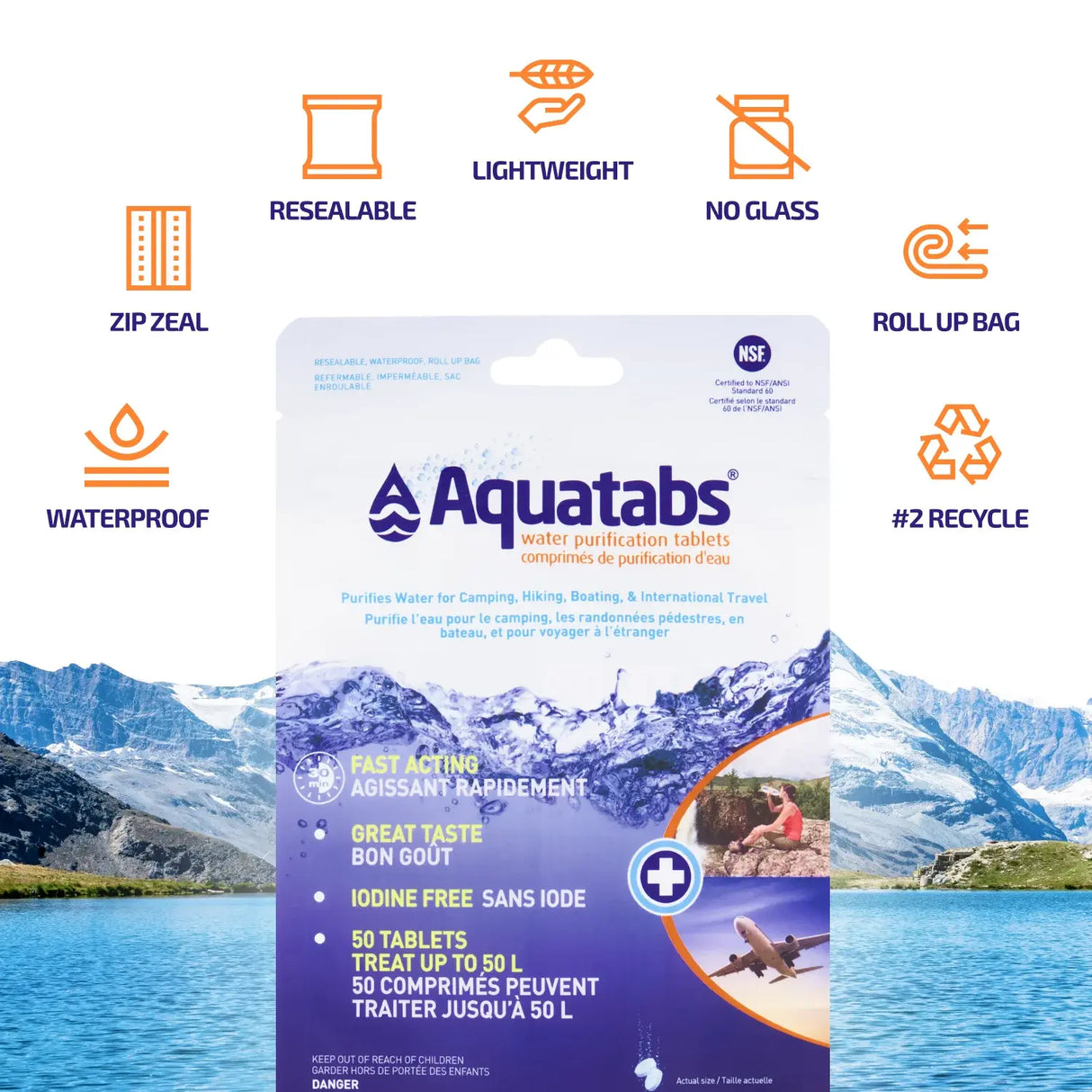 Aquatab Tablets, Pack of 50, 1L Tabs
