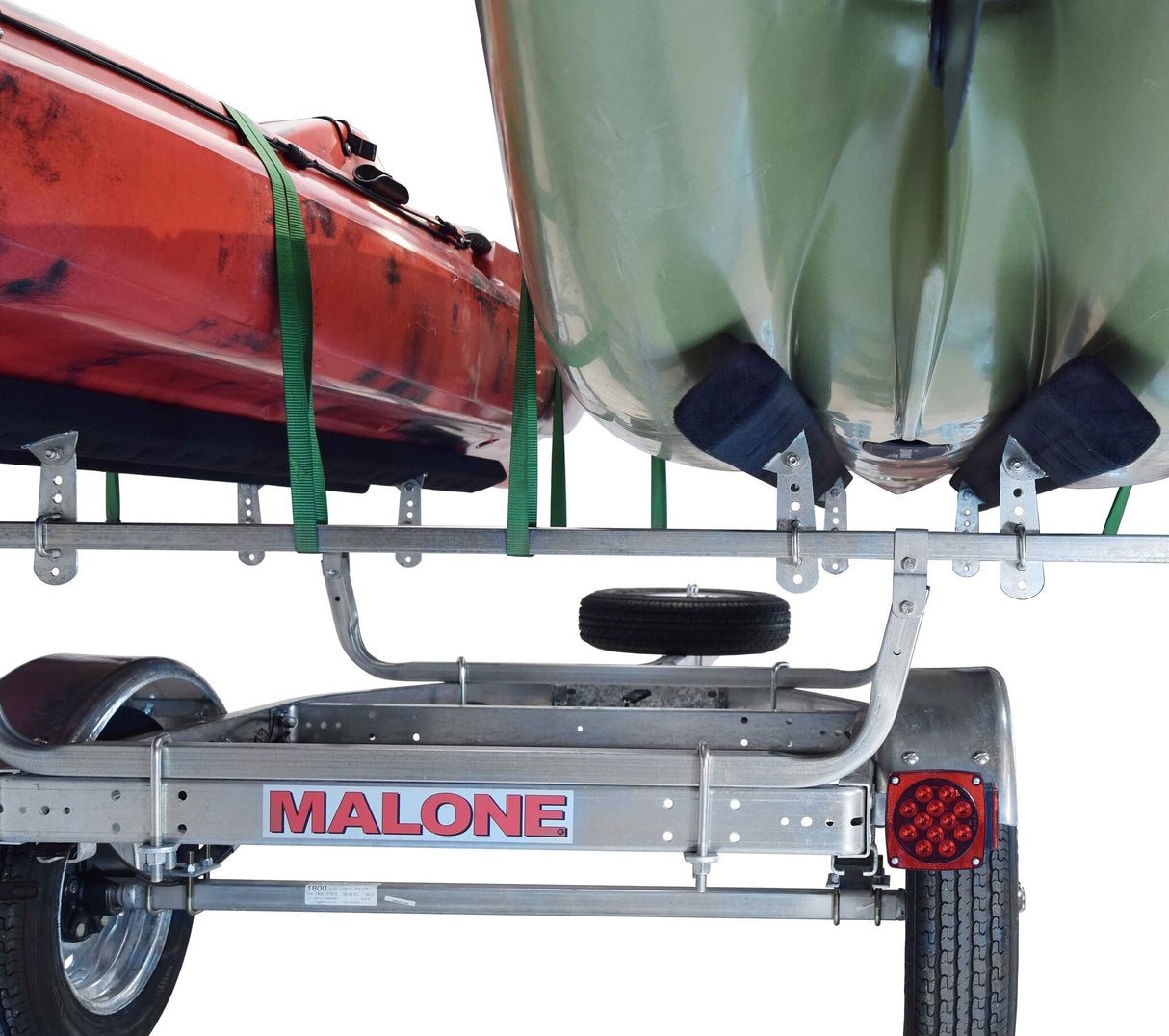 Malone Pre-Built MicroSport 2 Kayak Trailer Package (2 Sets Bunks, Spare Tire)