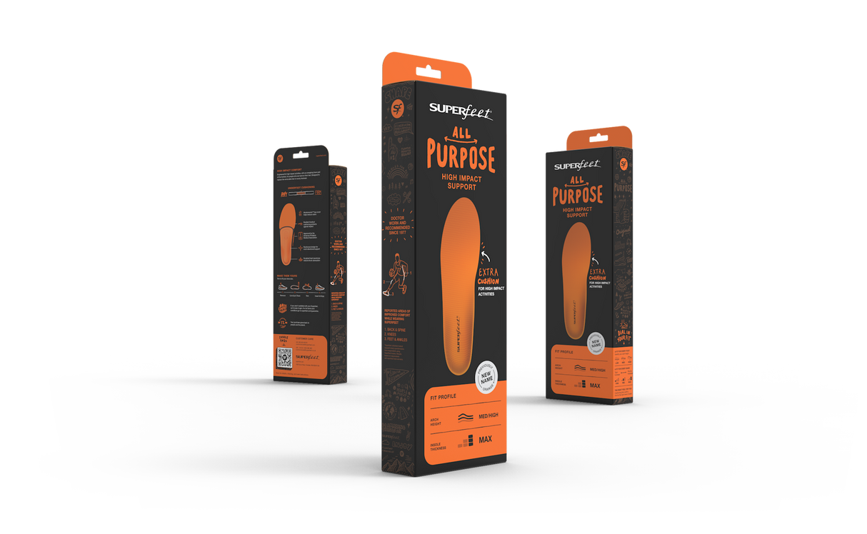 Superfeet All-Purpose High Impact Support Medium Arch Insoles (Orange)