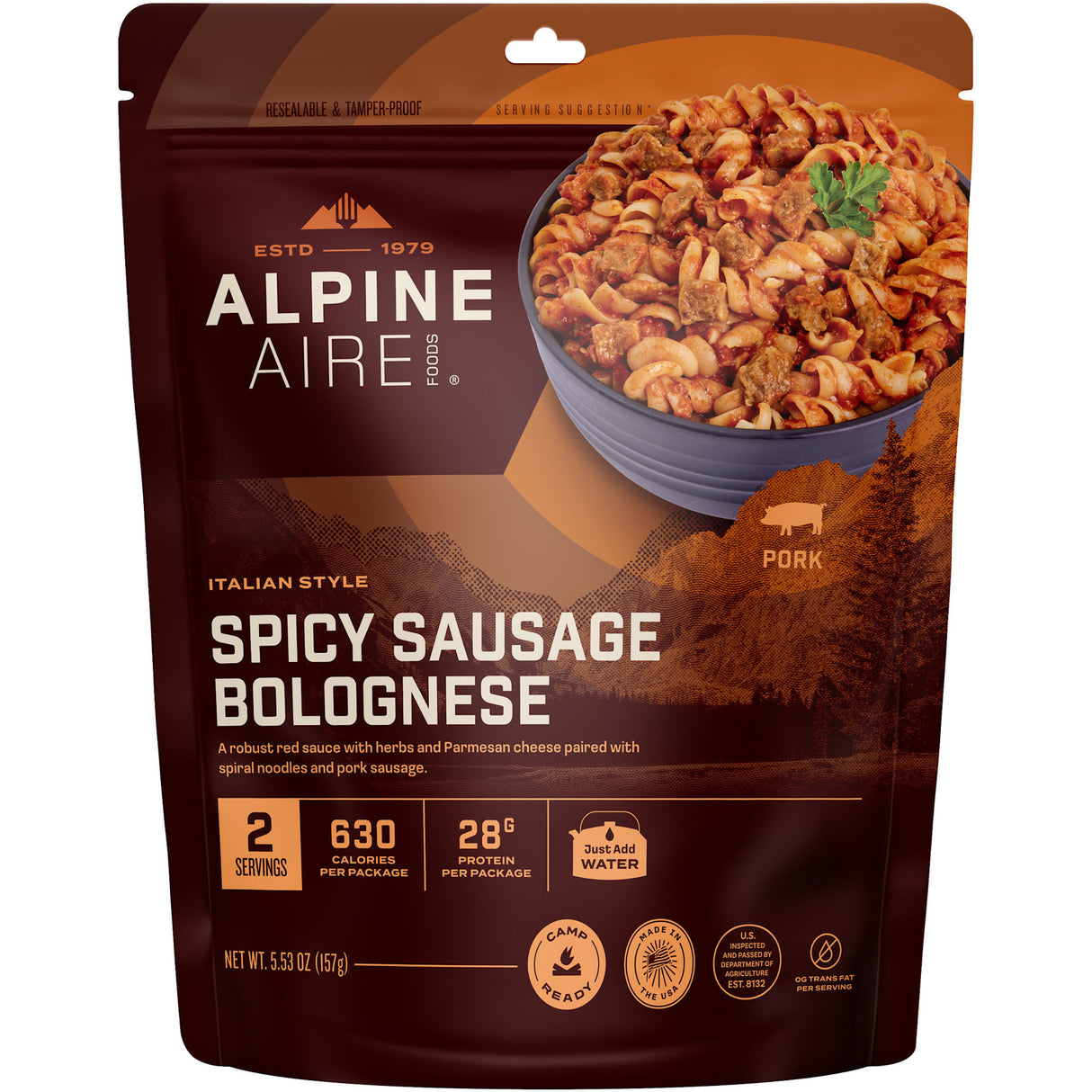 AlpineAire Spicy Sausage Pasta - Two Servings