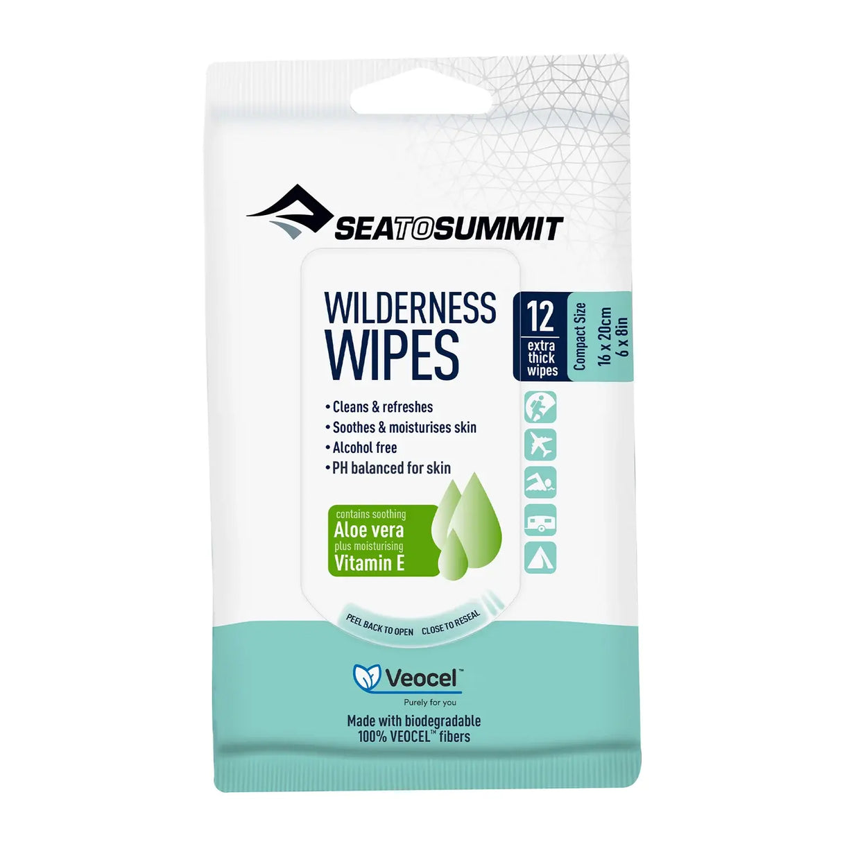 Sea to Summit Wilderness Wipes, Compact 6 x 8, 12-wipes