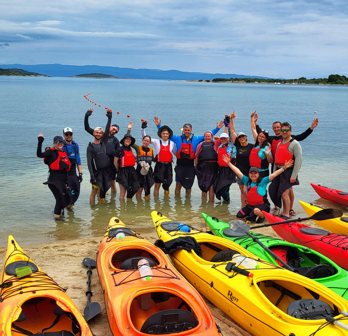 Riot kayaks on the water