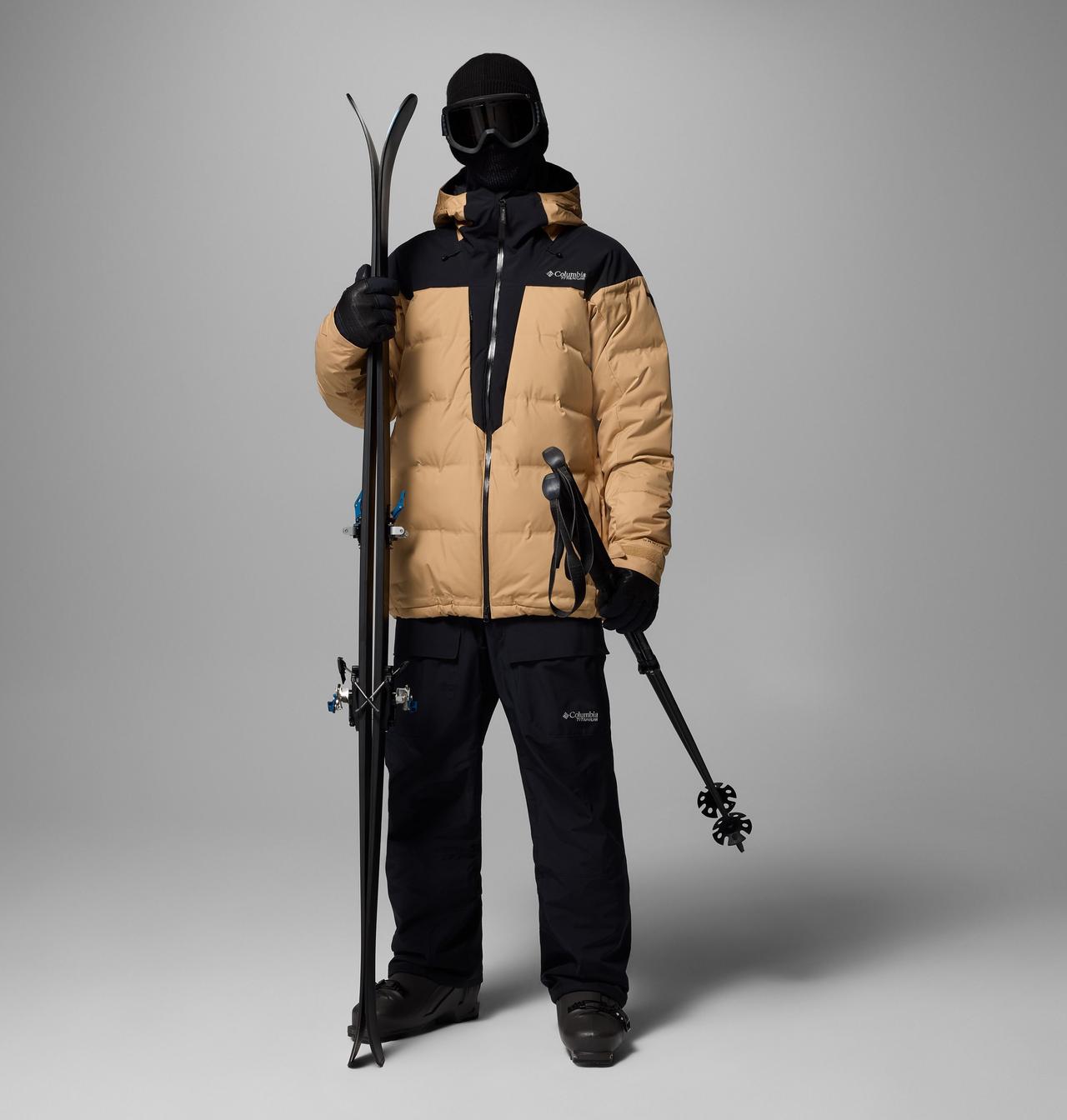 Columbia ski jacket and pants on a skier