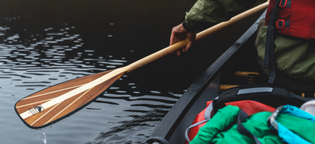 Bending Branches canoe paddles displayed outdoors