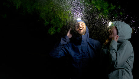 BioLite headlamp in rainy outdoor conditions