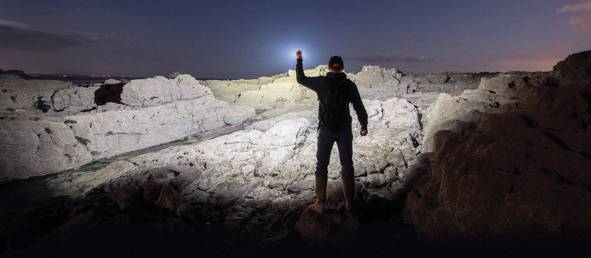 Fenix flashlight beam outdoors