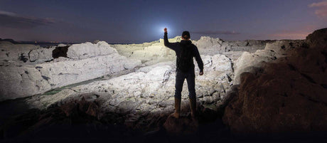Fenix flashlight beam outdoors