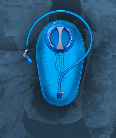 CamelBak hydration reservoir held outdoors