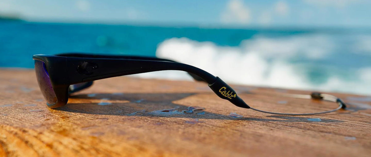 Outdoor eyewear secured with Cablz retainers