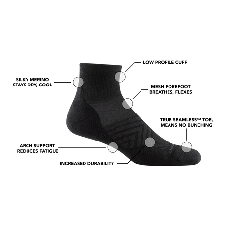 Darn Tough Cushioned Ultra-Lightweight Running 1/4-Height Sock Men's 1040