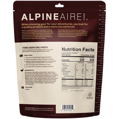 AlpineAire Three Bean Chili Pasta - 2 Servings