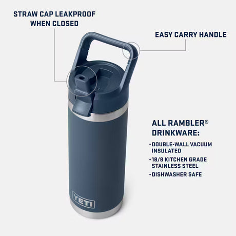 Yeti Rambler 18 oz / 532 mL Bottle w/ Straw Lid, Sea View