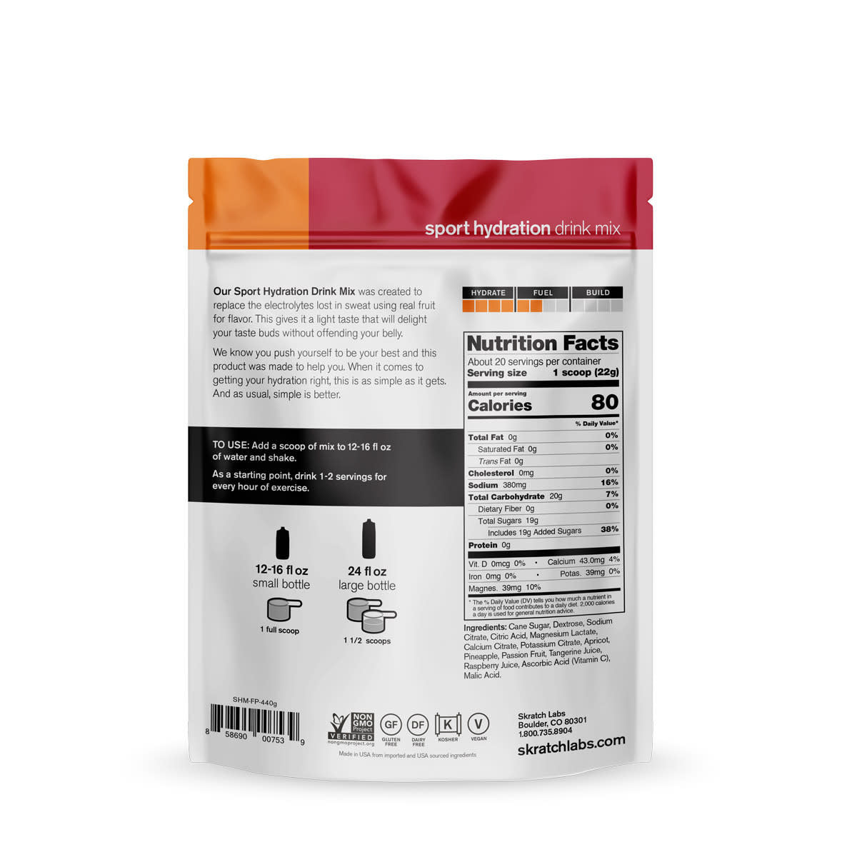 Skratch Labs Sport Hydration Drink Mix, 440g