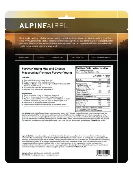 AlpineAire Forever Young Mac & Cheese - Two Servings