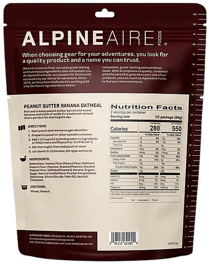 AlpineAire Peanut Butter Banana Oatmeal