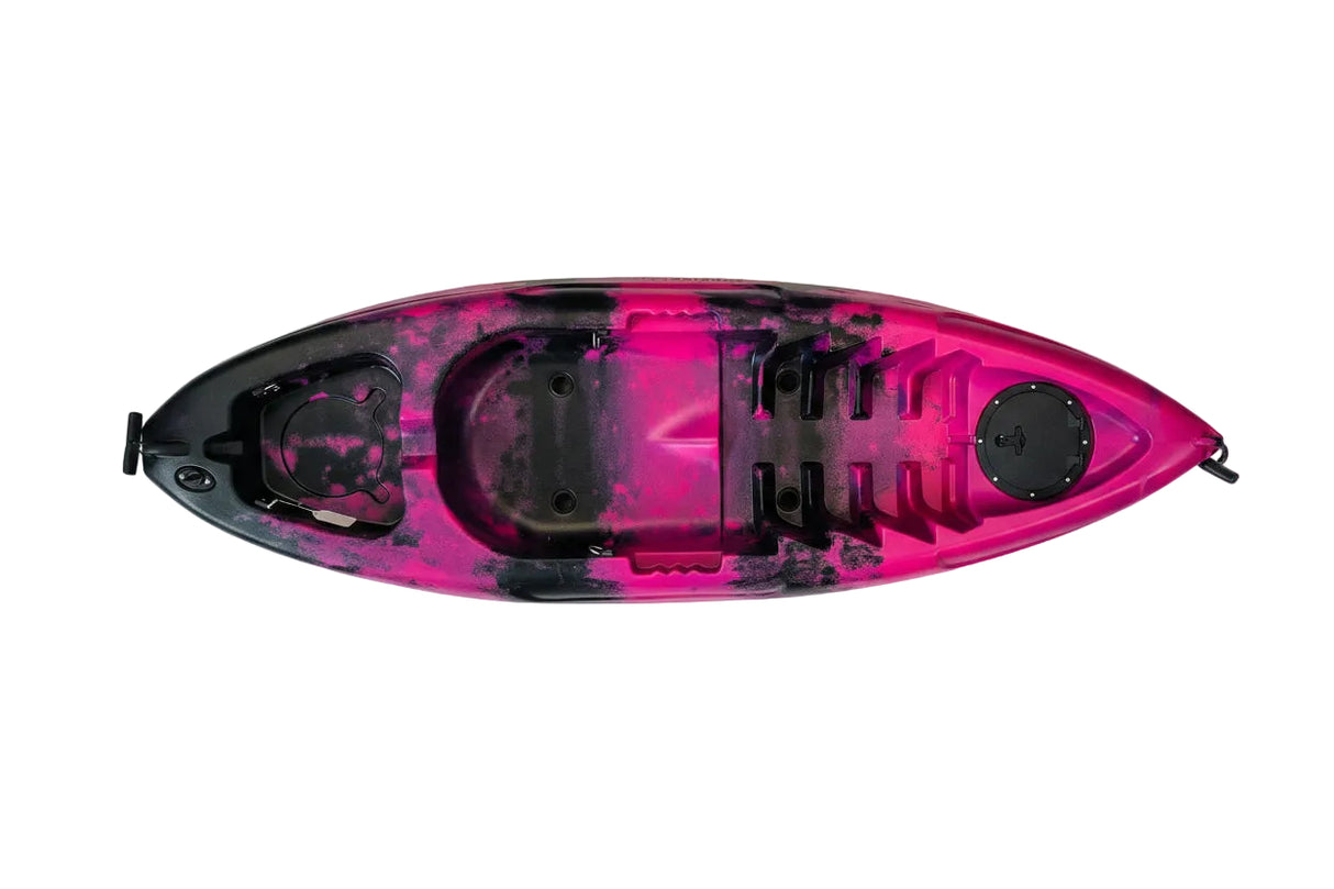 Pink kayak with black interior on a transparent background