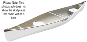 Clipper Canoe Ranger 16' Fiberglass, White with Skid Plates Installed