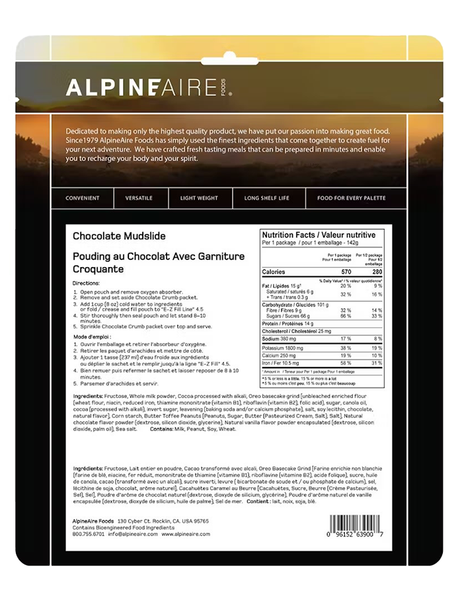 AlpineAire Chocolate Mudslide - Single Serving
