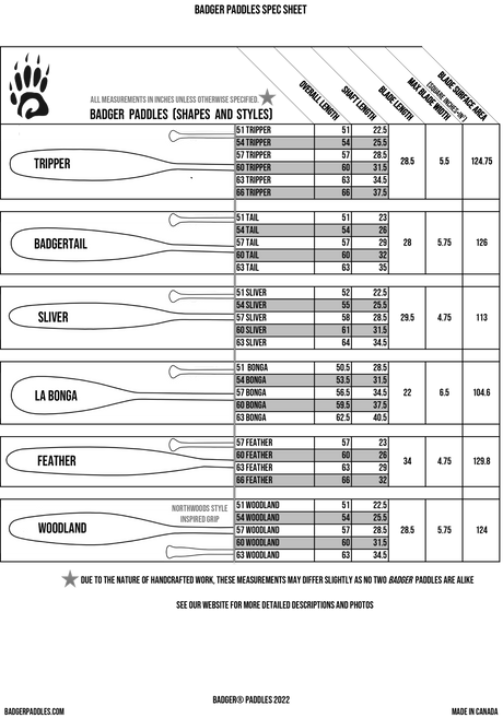 Badger Tripper Cherry Canoe Paddle