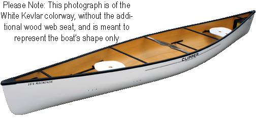 Clipper Canoe Mackenzie 18'6" Ultralight w/ Black Trim & Two Wood Web Seat