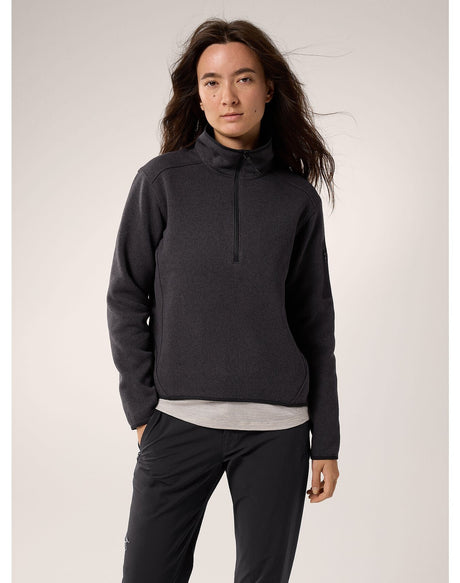 F23-X000006538-Covert-1-2-Zip-Neck-Black-Heather-II-Women-s-Front-View