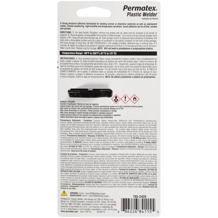 Permatex 5 Minute Plastic Weld Epoxy