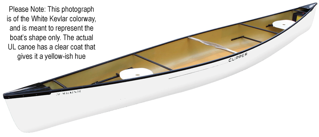 Clipper Canoe Mackenzie 20' UL w/ Black Trim & Additional Wood Web Seat