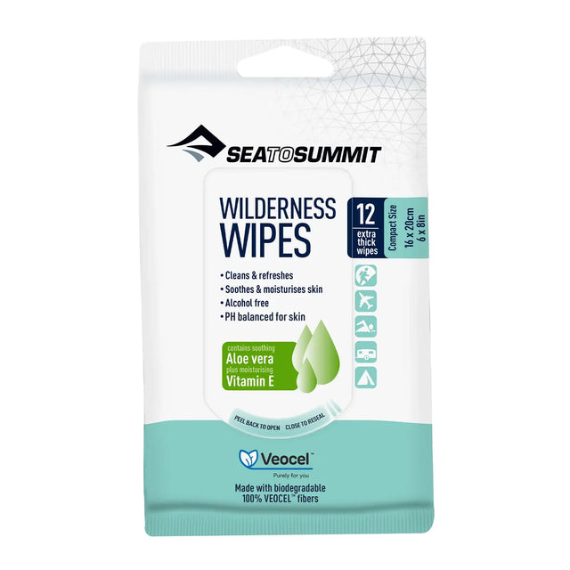 Sea to Summit Wilderness Wipes, Compact 6 x 8, 12-wipes
